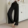 Pantalones de mujer 2024 primavera otoño mujer pana lisa pantalones botón cintura elástica recta larga de talla grande suelta Casual para