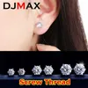 Stud DJMAX Originele 925 Sterling Zilveren Schroefdraad Dame Moissanite Oorbel Nieuwe 0.5-2ct Moissanite Stud Oorbellen voor Vrouwen 2023 YQ240110