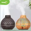 Humidificateur d'air ultrasonique télécommandé de Grain de bois de diffuseur d'huile essentielle d'aromathérapie de 400ML frais avec 7 lumières de couleur pour la maison 240109