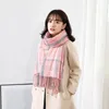 Herfst en winter verdikte kwastje imitatie kasjmier sjaal Koreaanse vrouwen water wave fijne lijn Plaid Sjaal 240109