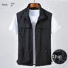 Men's Thin Tooling Loose Quick Drying Vest Outdoor Sports Coat Multi Pocket Stand Collar Spring Camping Fishing 240109