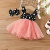 Girl Dresses Toddler Baby's Clothes 2Pcs Summer Outfits Sleeveless Dots Print Tulle Dress With Headband Set Born Children's Clothing