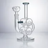 Glassvape666 GB022 Glass Bong Dab Rig Smoking Pipe Double Recycler Perc Bubbler With 14mm Male Tobacco Dome Bowl About 6.7 Inches Colorful Glass Water Pipes