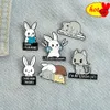 Kleine weiße Kaninchen-Hamster-Broschen, emailliert, lustige Cartoon-Anstecknadeln, Rucksack-Anstecknadeln, Modeschmuck, Accessoires, Festival-Sou