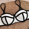 Sexy épissé Mini Bikini 2024 maillot de bain pour femme maillot de bain pour femme en forme de T ensemble Bikini brésil fronde plage maillot de bain 240110