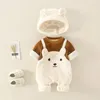 Vêtements d'hiver pour bébés, combinaisons en peluche à bretelles chaudes, ours mignon, barboteuse pour filles et garçons, Style coréen, ensembles à manches longues pour tout-petits, 240109