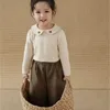 Baby Girl Boy Peter Pan Collar Embroidery Tshirt Långärmad spädbarn Småbarn Child Bottoming Pullover Top Baby Clothing 1-10Y 240109