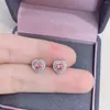 Pendientes de tuerca CZZJ2024 a la venta, 1168 diamantes, 0,40 quilates, oro blanco macizo de 18 quilates, tachuelas femeninas de color rosa natural para mujer, finas