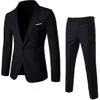 Pakken Mannen Blazers 2 Stuks Sets Voor Bruiloft Elegante Zakelijke Formele 3 Volledige Koreaanse Broek Jassen Jassen Luxe 240110