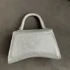 Moda donna clessidra strass intarsiato Designer borse tote con diamanti pochette luccicante Tracolla a tracolla uomo Borsa a tracolla in vera pelle di lusso piccola borsa a tracolla