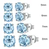 Umcho Real 925 Sterling Silver Jewelry خلقت السماء الروسية Blue Topaz Stud أقراط أنيقة للنساء هدايا عيد ميلاد 240109