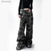 Kvinnor Pants Capris Zoki Camouflage Cargo Jeans Kvinnor Y2K Hög midja Streetwear Överdimensionerade baggy denim Byxor BF Korean Hip Hop Casu Camo Pantl240110
