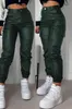 Lange Cargohose für Damen 2023, personalisierte Straßentrends, Taschendesign, gefesselte Pu-Lederhose, Herbst-Winter, hohe Taille, 240109