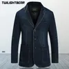 Mens denim blazer manlig kostym överdimensionerad mode bomull vintage 4xl manlig blå kappa denimjacka män jeans blazers bg2182 240109