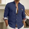 Chemises décontractées pour hommes 2024 Chemise boutonnée Rose Blanc Manches longues Revers Quotidien Vacances Poche Confortable Top Plus Taille S-6XL
