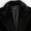 Nerazzurri hiver Long blanc noir chaud moelleux fausse fourrure manteau femmes à manches longues ceinture revers élégant mode coréenne sans boutons 240110