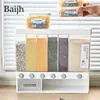 Automatic Plastic Cereal Dispenser Wall Hanging Food Storage Box Visible Rice Container Grain Cans Kitchen Food Organizer Tool 240106