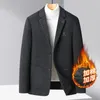 Mode Trend Handsome Business Autumn and Winter Plus Cotton Suit Mens Leisure Thousand Bird Lattice Jacket 240110