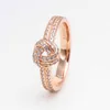 2024 Designer Pandoraring Doras band Rings Love Rose Gold Shiny Love Fashion Concentric Knot Diamond Ring Female