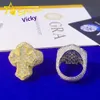 Pronto para enviar joias finas de hip hop gelado Gra Moissanite anel de diamante personalizado anel de alta qualidade para homens