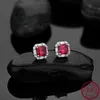 Stud nuovi orecchini in argento sterling 925 taglio moissanite rosso matrimonio orecchini semplici gioielli squisiti regalo di nozze delle donne YQ240110