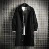 2023 Primavera Uomo Giacca di jeans Allentato di media lunghezza Cappotto casual Maschile TurnDown Colletto Trench Moda coreana Capispalla 240109