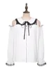 Blouses Femmes Col Marin Hors Épaule Casual Solide Femmes Chemises Doux Kawaii Mode Arc Creux Dentelle Volants Fermeture Éclair Blusas Y2k