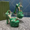 أحذية الصنادل G-Nail منصة مزينة Super High Sandals بمضخات أحذية نسائية مسائية الأحذية ذات الكعب الفاخر عبروا حذاء فرقة الكاحل