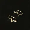 Stud Earrings S925 Sterling Silver Golden Three Leaves Branch Shape Small Ear Hook Fresh Style