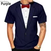 Men's T-Shirts Summer Fashion Bow Tie 3d Printed T-shirt Men's and Women's Casual Short Sleeve Fake Suit Tuxedo Cool Streetwear ShirtL240110