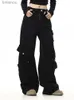 Women's Pants Capris REDDACHiC Belted Pockets Cargo Pants Women Y2k Black Hiphop Trousers High Waist Baggy Jeans Casual Work Wear Plus Size ClothesL240110