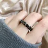 PANSYSEN Solid 925 Sterling Zilver Ronde Cut Gemaakt Obsidiaan Zwarte Edelsteen Ringen voor Vrouwen Vintage Fijne Sieraden Ring Groothandel 240109