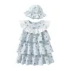 女の子のドレス2pcs韓国の赤ちゃんの花のドレス幼児の女の子