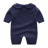 Cotton Baby Rompers nyfödda spädbarn TurnDown Collar Jumpsuits Designer Kids Boy Girl Clothes Bee Toddler Baby Bodysuit 0-24m