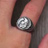 Mannen Vintage Romeinse Rijk Caesar Ringen 14K Wit Goud Zilver/Gouden Kleur Coin Caesar Hoofd Zegel Mannen ringen Mode-sieraden