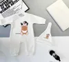 Brand infant jumpsuits Cartoon pattern printing boys girls Plush set Size 59-100 winter newborn baby Crawling suit and hat Jan10