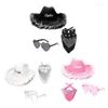 Boinas despedida de solteira traje feminino cowboy cachecol óculos carnaval adereços