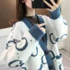 Fashion Rainbow Designer Gebreide truien Nieuwe dames loszittende buitenkleding Leer Cardigan Lazy Style Sweater Jacket