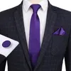 7 CM zakelijk blauw effen Paisley 100% zijden stropdas manchetknopen vierkante sjaal herenstropdas heren formele kleding luxe bruiloft 240109