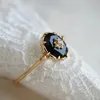 LAMOON Natural Black Agate Ring For Women Gemstone Ring 925 Sterling Silver Gold Vermeil Fine Jewelry Vintage Elegant Bijou 240109