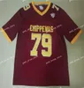 Camisa de futebol do Central Michigan Chippewas Lawaia Brown Maurice Branco Kyle Moretti Bruno Guberinich Marion Lukes Jonah Pace Camisetas personalizadas do Central Michigan