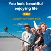 Selfie Monopods TELESIN 1.2M 3M Koolstofvezel Selfie Stick Monopod Uitschuifbaar + 1/4 Schroef Voor 12 11 10 Insta360 DJI OSMO Action 3 4 Camera YQ240110