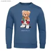 Moletons masculinos Moletons Forte Boxer Teddy Bear Nunca Desista Moletom Mens Novidade Solta Top Harajuku Chapéu Corda Roupas Esporte S-Xxl Hoodie para Homens T240110