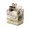 Aufbewahrungsboxen Transparente Make-up-Organizer-Box Acryl Kosmetik Schmuck Lippenstift Pinselhalter Große Kapazität Hautpflege Ohrring Uhr Home Rack