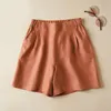 Frauen Shorts Frauen Baumwolle Leinen Breites Bein Lässig Mini A-linie Kurze Hosen Mujer Frühling Sommer Baggy Lose Bequeme Gerade Cortos