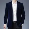 Autumn Spring Men for Blazer Jacket Fashion Brand Designer Business Casual Classic Corduroy Elegant Suit Men's Clothes 240110