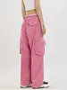 Damenhose Vintage Pink Cargo Damen Y2K Hose Weiblich Streerwear Hip Hop Taschen Harajuku Casual Retro Band Streetwear Hose