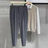 Pantaloni da uomo Autunno Inverno Abito di lana Uomo Slim Fashion Society Abito da uomo Pantaloni formali dritti larghi coreani A93