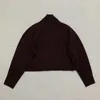 女性用セーターブラウンウィートの黒いタートルネックニットソリッドカラー2024年女性セータープルオーバー