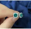 STUD SIDEN 925 STRIBLING Silver Lab Blue Green Moissanite Diamentowe kolczyki dla kobiet Super Blawling Wedding Jewelry Prezenty YQ240110